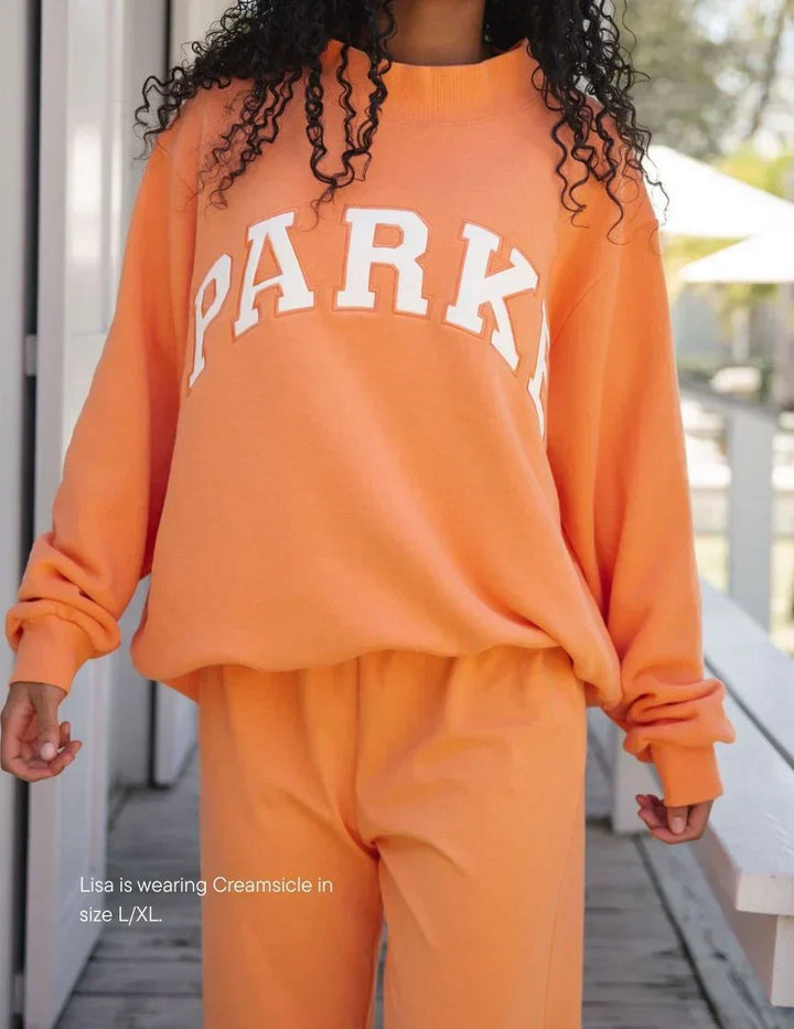 Varsity Oversized Sweatshirt Creamsicle Orange with White Letters