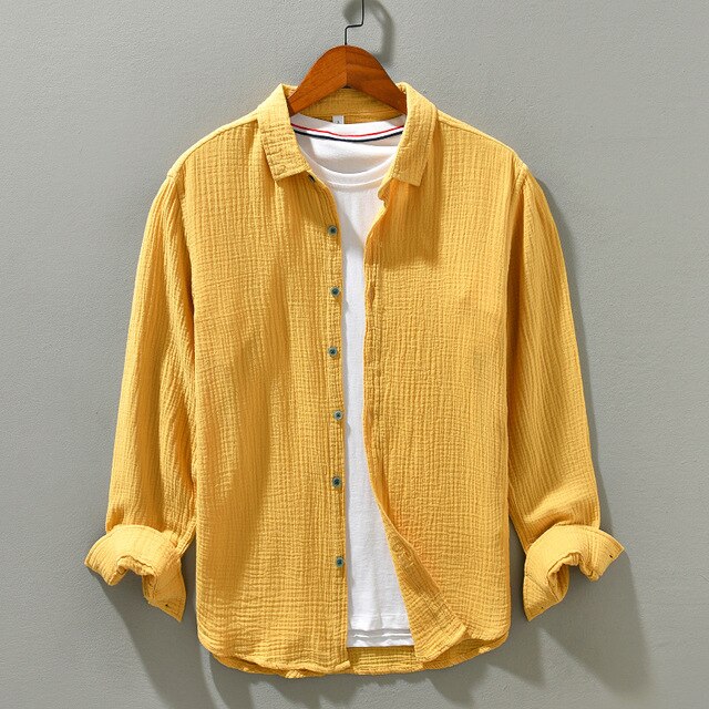Caden | Women's Casual Long-Sleeve Crinkled Double Gauze Blouse