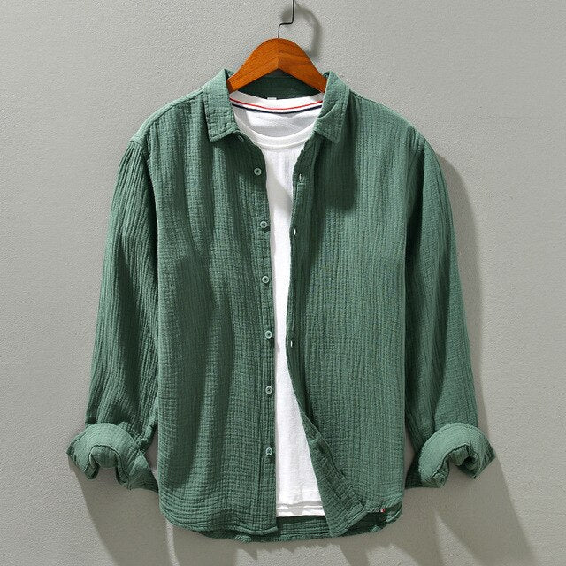Caden | Women's Casual Long-Sleeve Crinkled Double Gauze Blouse