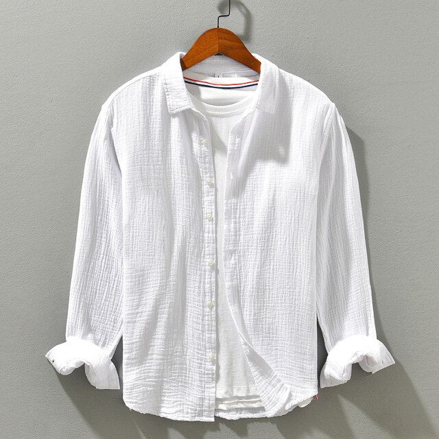 Caden | Women's Casual Long-Sleeve Crinkled Double Gauze Blouse