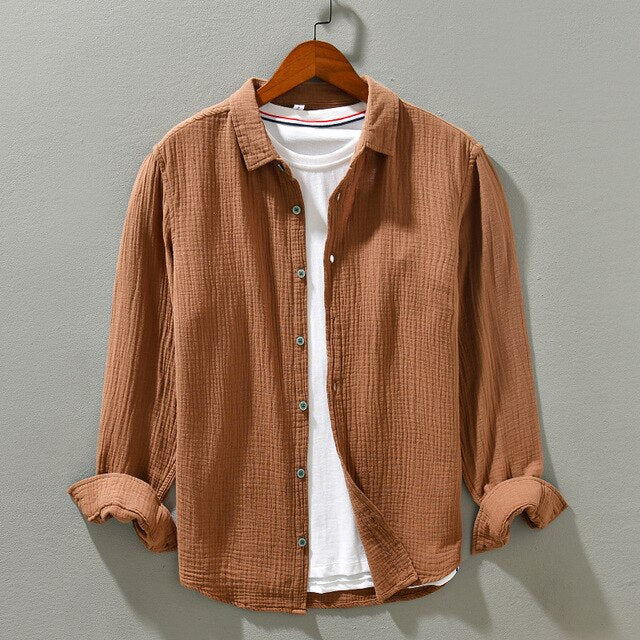 Caden | Women's Casual Long-Sleeve Crinkled Double Gauze Blouse