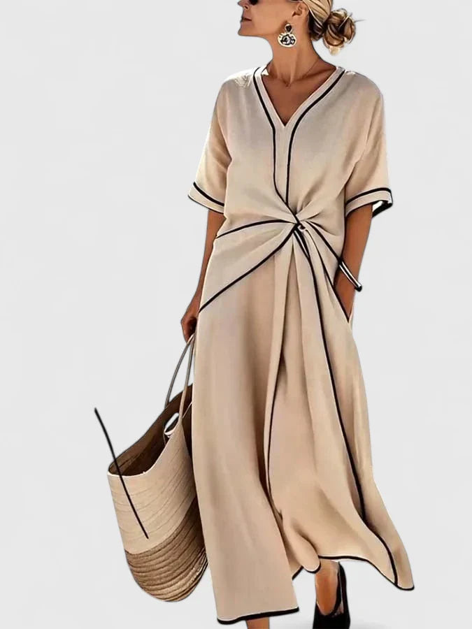 Calliope | Women's Vertical Stripe Lightweight Summer Midi Dress