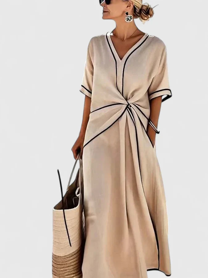 Calliope | Women's Vertical Stripe Lightweight Summer Midi Dress