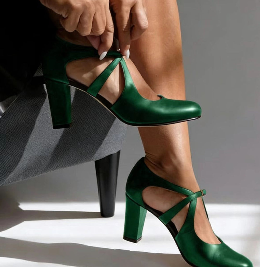 Camille | Women's Elegant Block Heel Strap Top