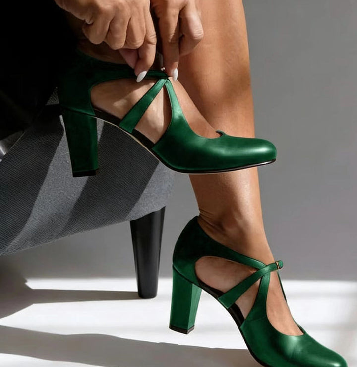 Camille | Women's Elegant Block Heel Strap Top