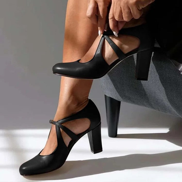 Camille | Women's Elegant Block Heel Strap Top