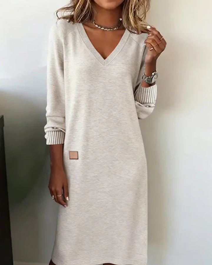 Camille | Women's Soft V-Neck Cozy Midi Dress