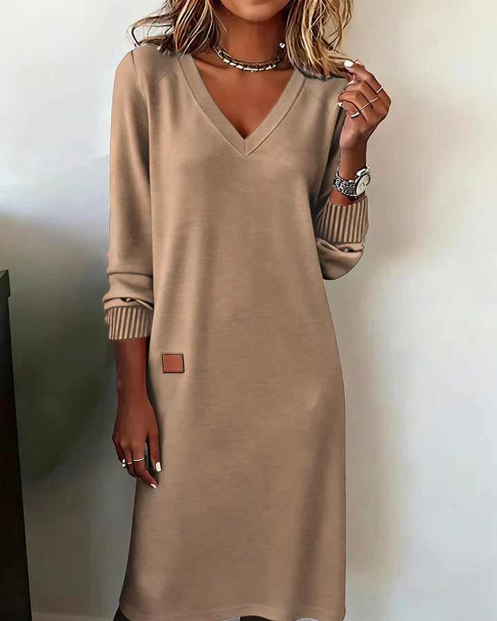 Camille | Women's Soft V-Neck Cozy Midi Dress