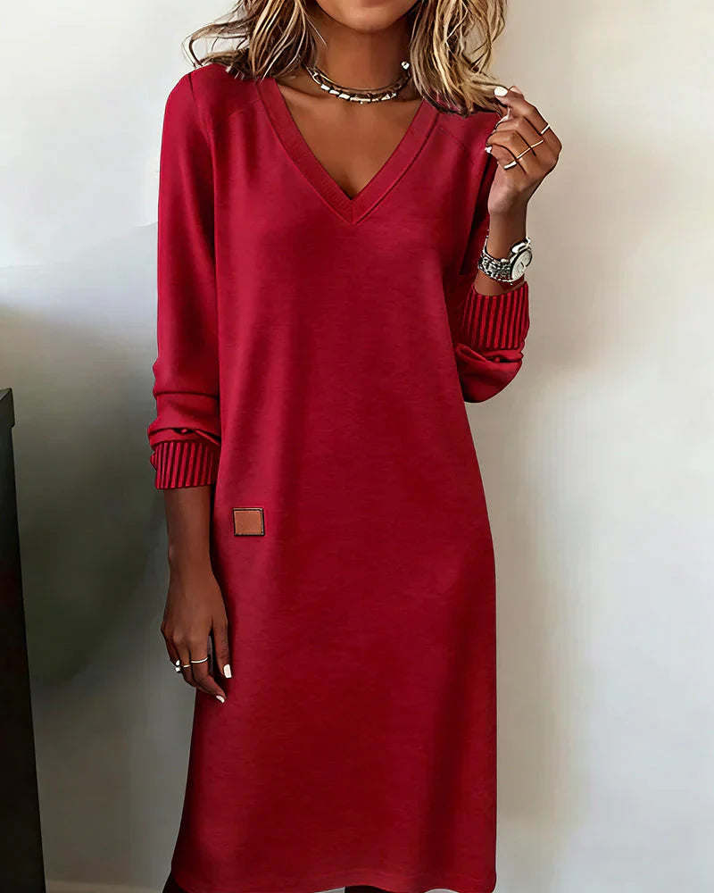 Camille | Women's Soft V-Neck Cozy Midi Dress