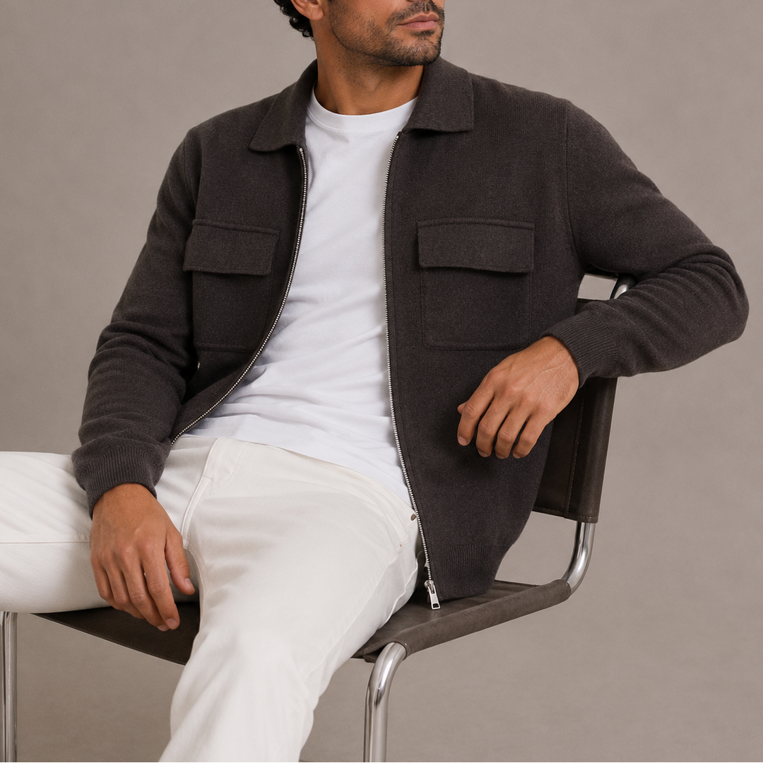 Caradoc | Men's Collared Zip-Up Knit Jacket