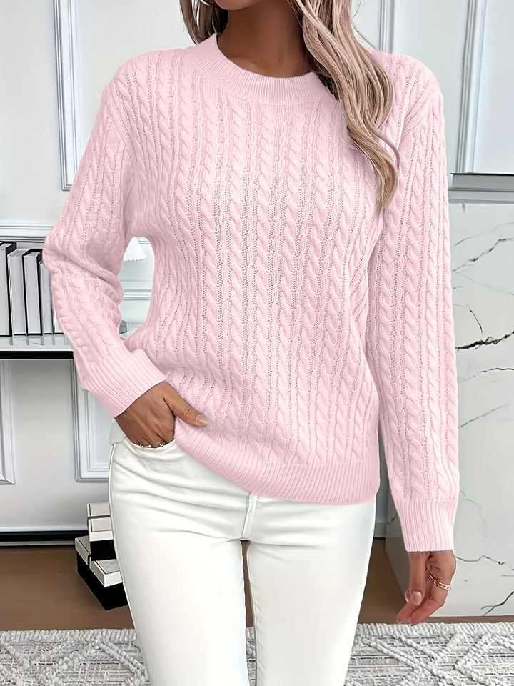 Isaline | Women's Cable Crew Neck Sweater
