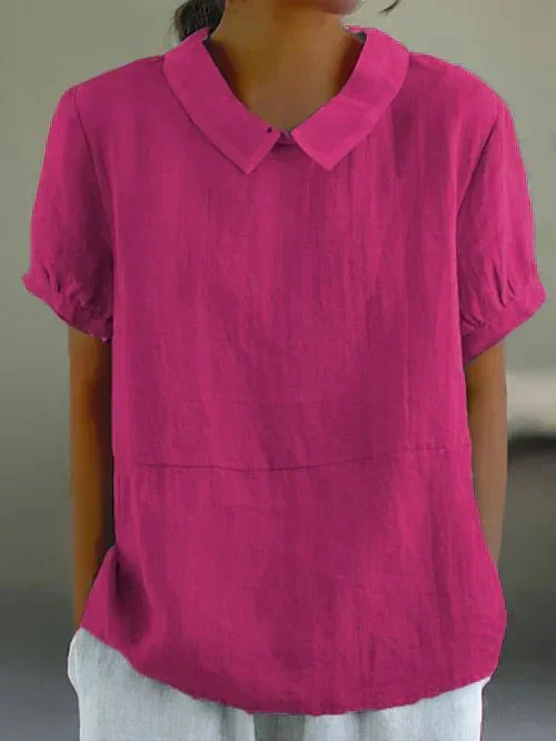 Cecilia | Women's Casual Linen Peter Pan Collar Short Top