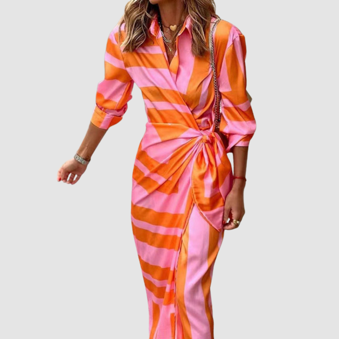 Cecilia | Women's Classic Vertical Striped Midi Dress