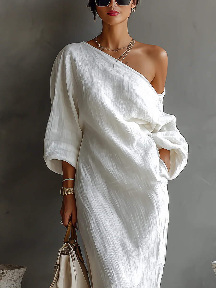Celestine | Women's One-Shoulder Long-Sleeve Flowing Maxi Dress