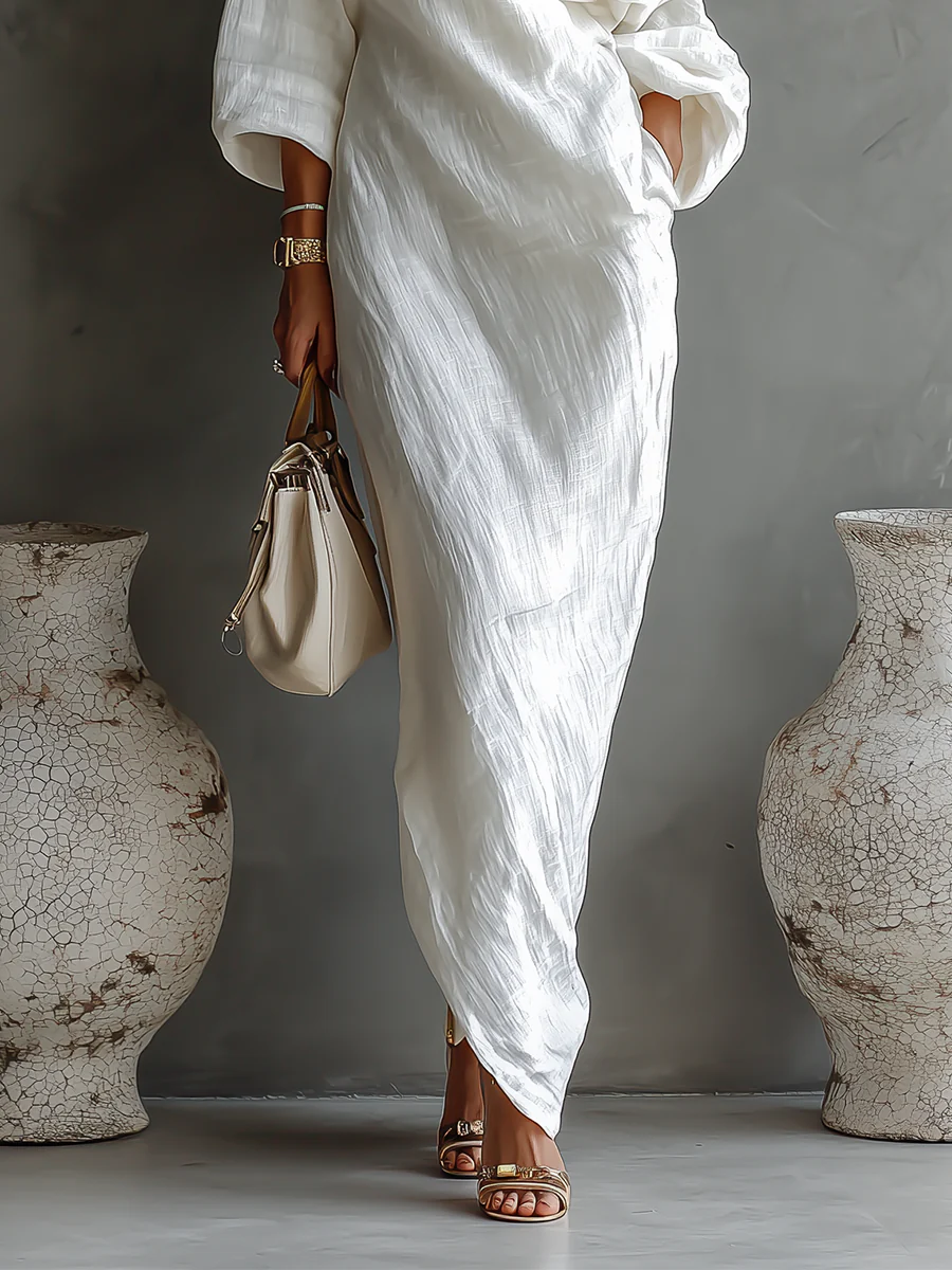 Celestine | Women's One-Shoulder Long-Sleeve Flowing Maxi Dress