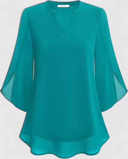 Celinora | Women's Comfortable A-Line Pleated V-Neck Blouse