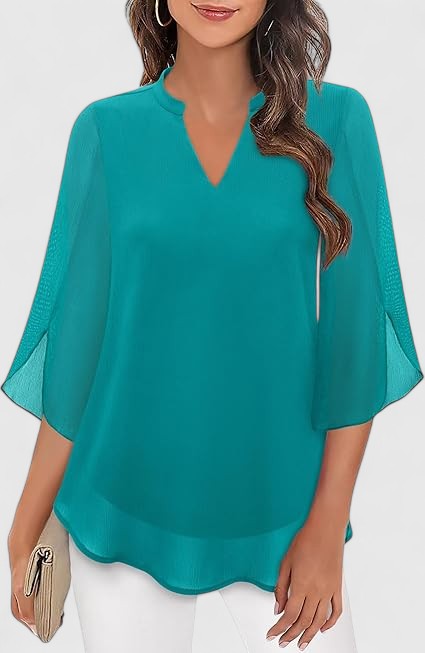 Celinora | Women's Comfortable A-Line Pleated V-Neck Blouse
