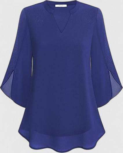 Celinora | Women's Comfortable A-Line Pleated V-Neck Blouse