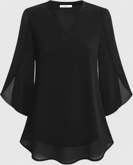 Celinora | Women's Comfortable A-Line Pleated V-Neck Blouse
