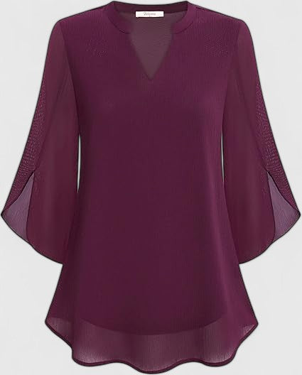 Celinora | Women's Comfortable A-Line Pleated V-Neck Blouse