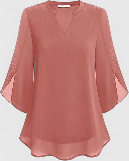 Celinora | Women's Comfortable A-Line Pleated V-Neck Blouse