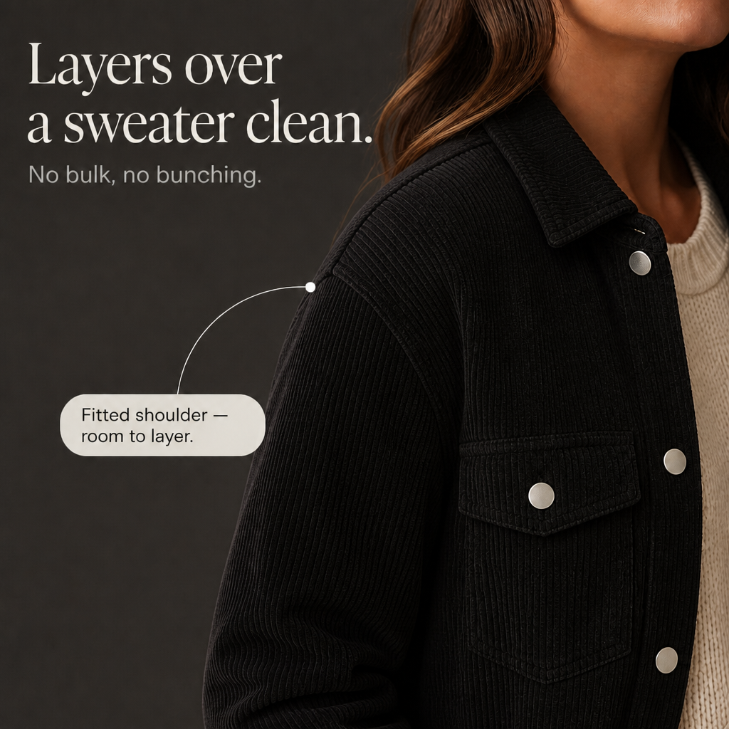 Bernadine | Women's Wide-Wale Ribbed Shirt Jacket with Lined Body