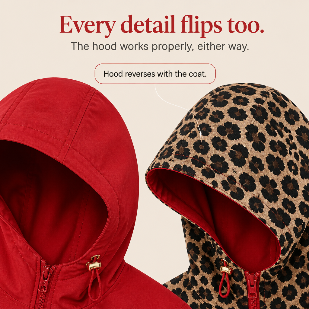 Clemence | Women's Reversible Leopard-Lined Hooded Coat