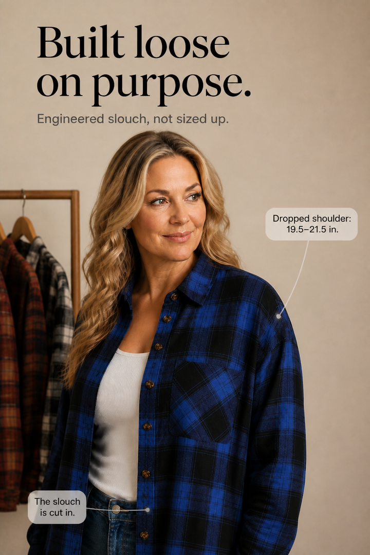 Solene | Women's Oversized Check Shacket with Chest Pockets