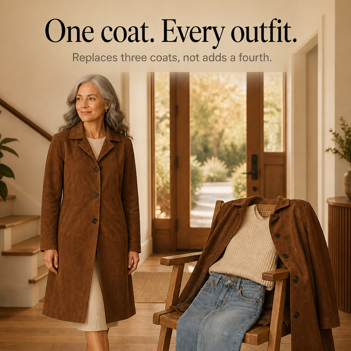 Thomasine | Women's Mid-Calf Coat with Patch Pockets and Notch Lapel