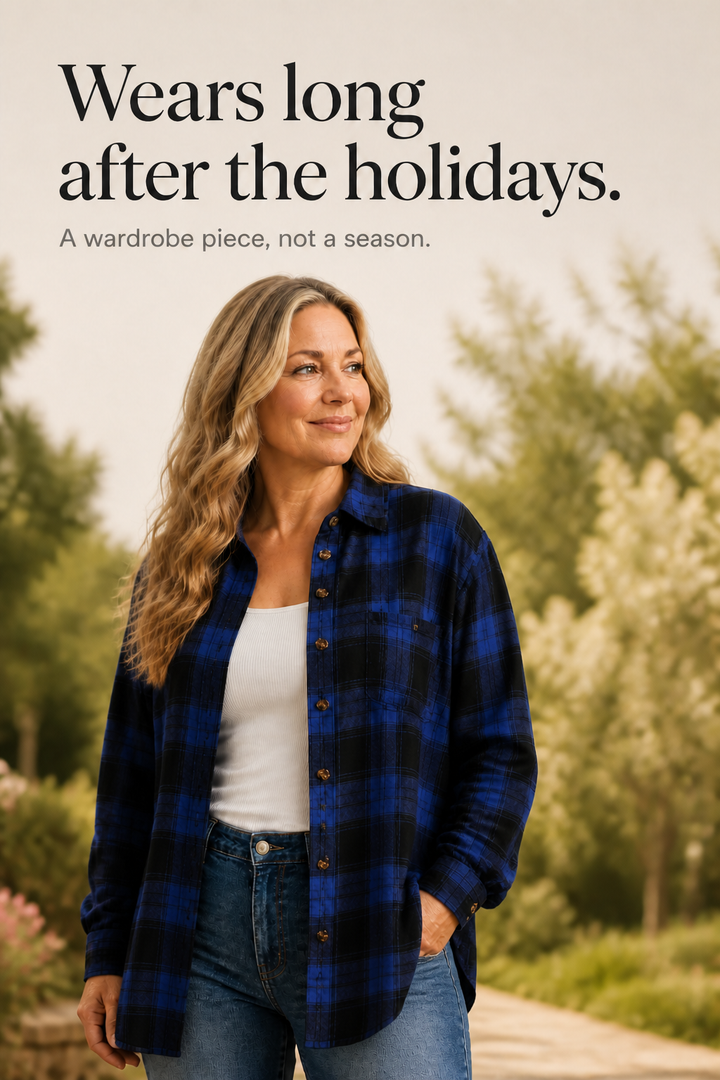 Solene | Women's Oversized Check Shacket with Chest Pockets