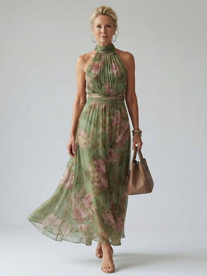 Charlotte | Women's Floral Gathered Halter Midi Dress