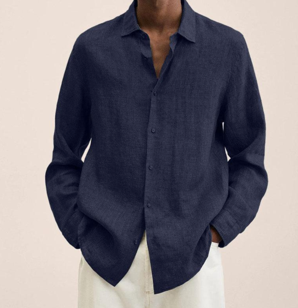 Chen | Men's Lightweight Linen Blend Classic Collar Shirt