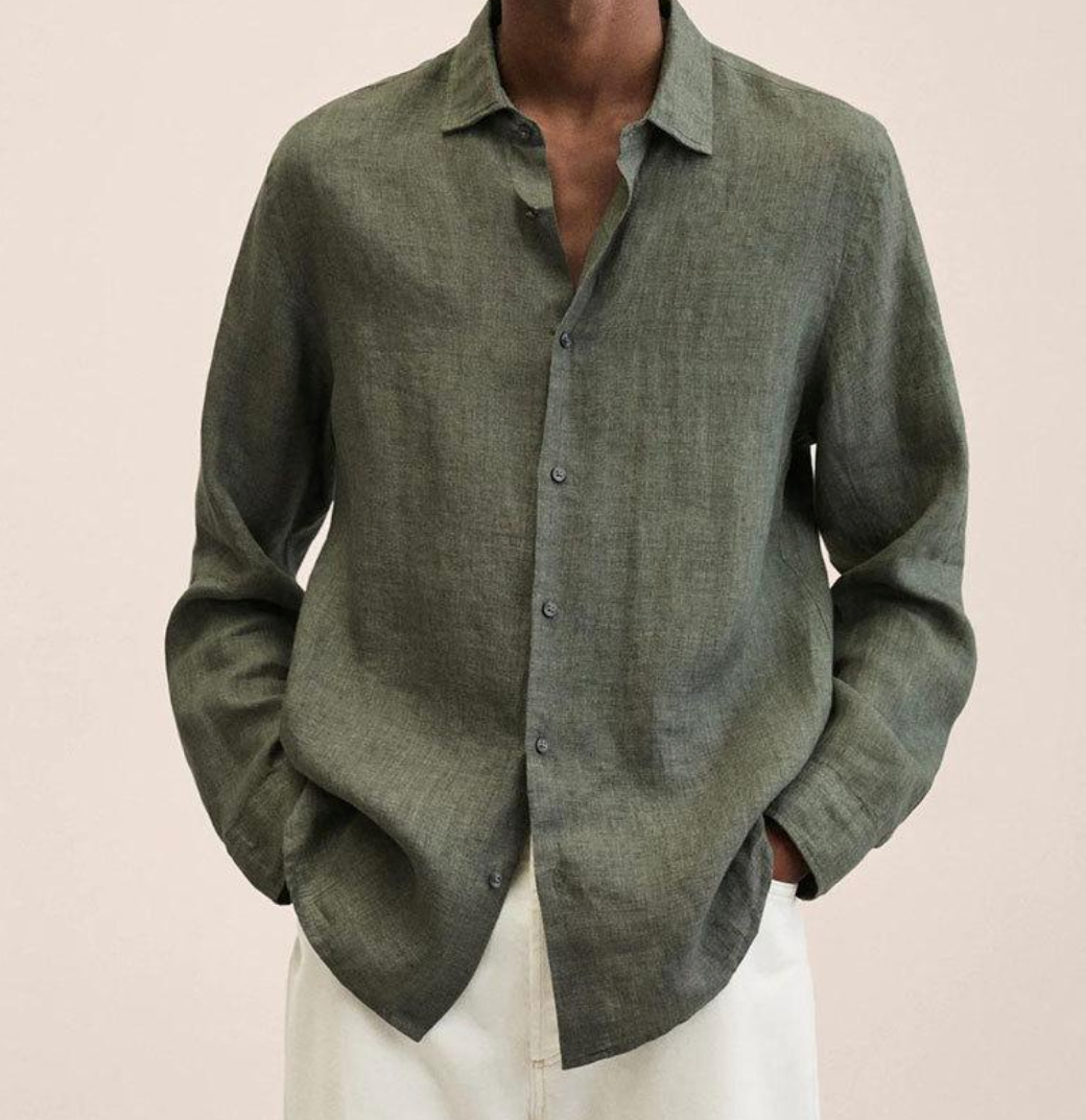 Chen | Men's Lightweight Linen Blend Classic Collar Shirt