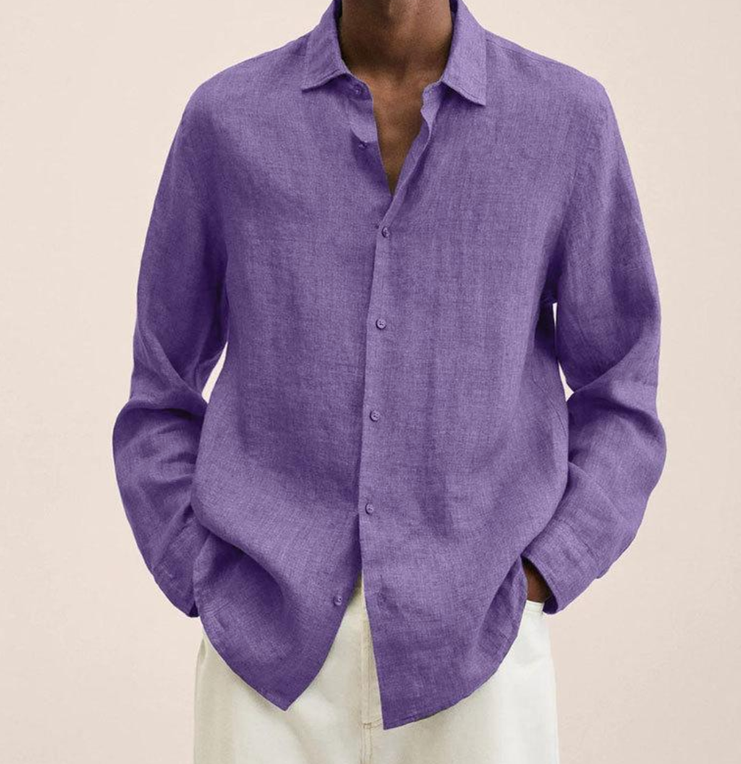 Chen | Men's Lightweight Linen Blend Classic Collar Shirt