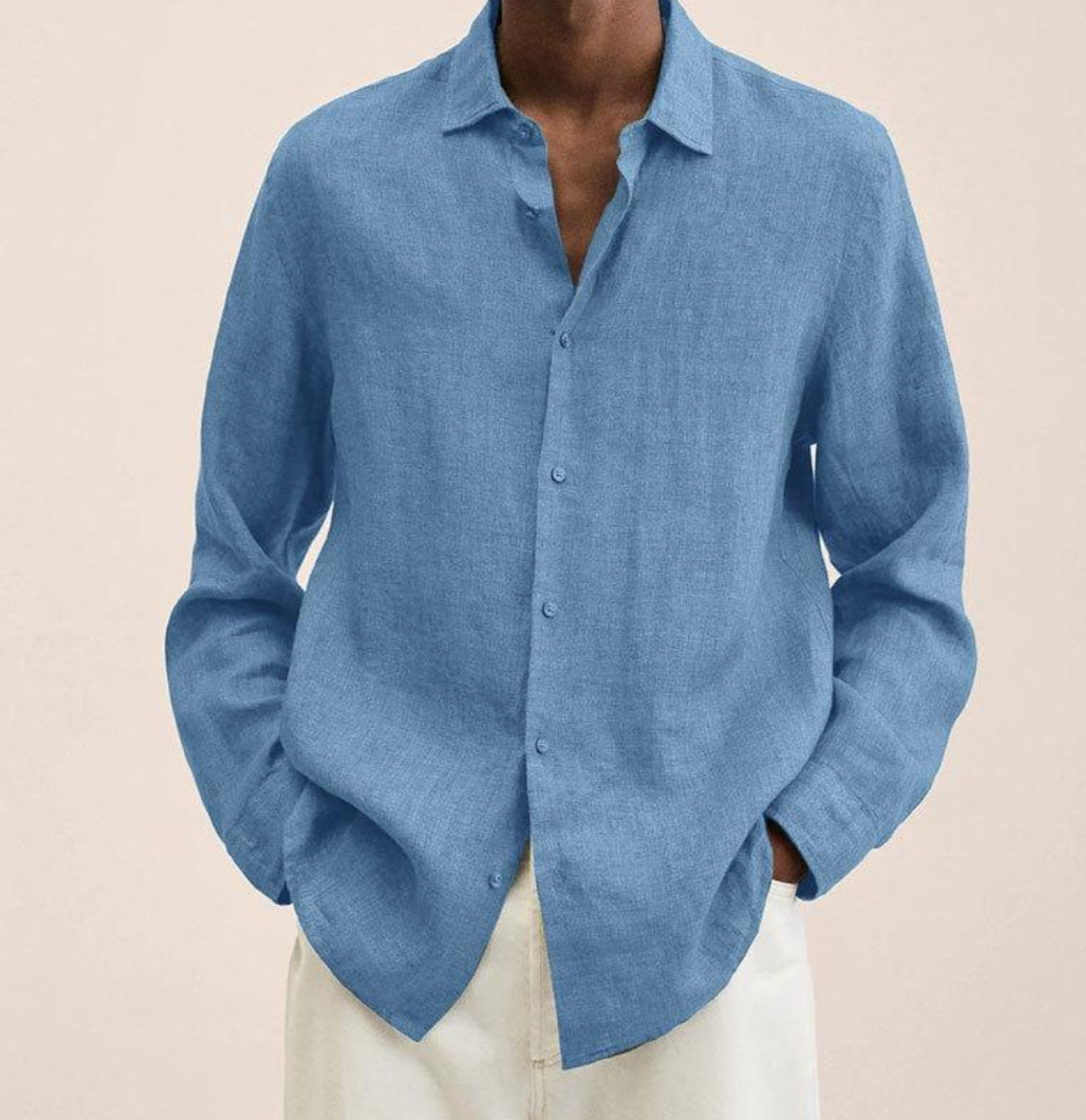 Chen | Men's Lightweight Linen Blend Classic Collar Shirt