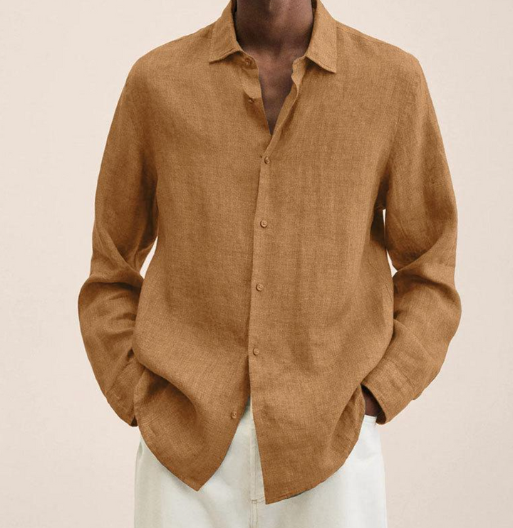 Chen | Men's Lightweight Linen Blend Classic Collar Shirt
