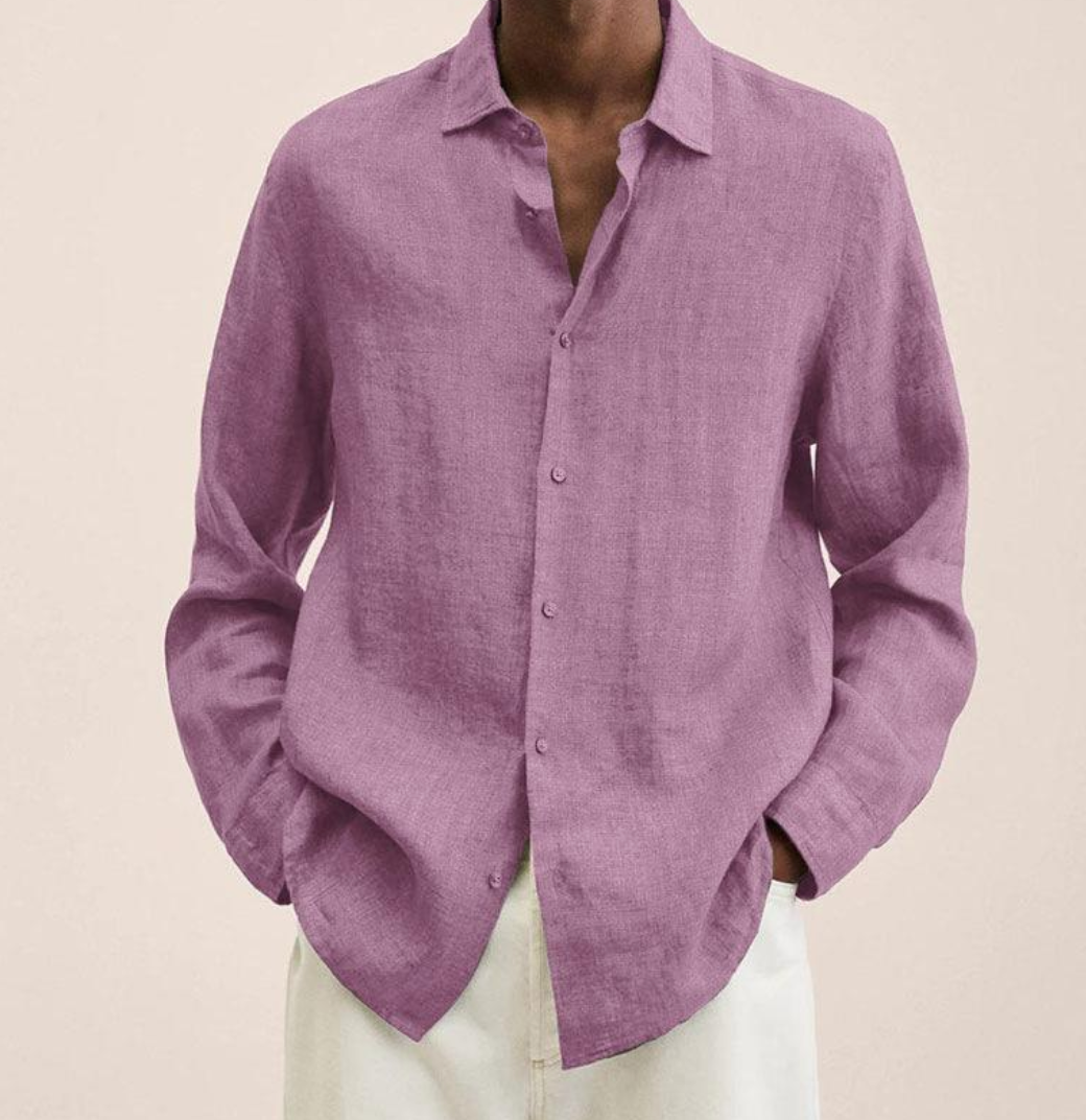 Chen | Men's Lightweight Linen Blend Classic Collar Shirt