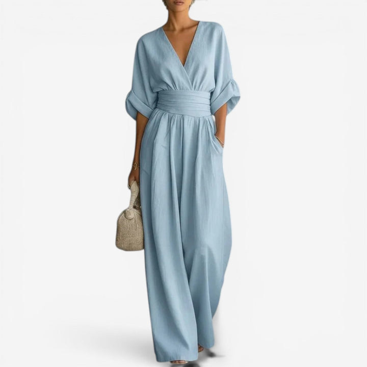 Cheska | Women's Cinched Waist Flowy Elegant Jumpsuit