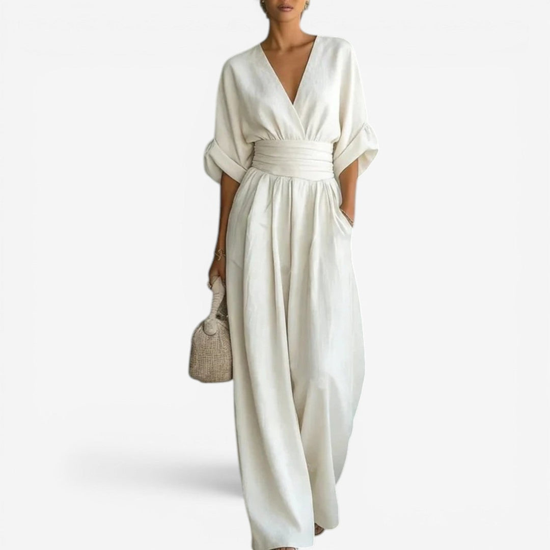 Cheska | Women's Cinched Waist Flowy Elegant Jumpsuit