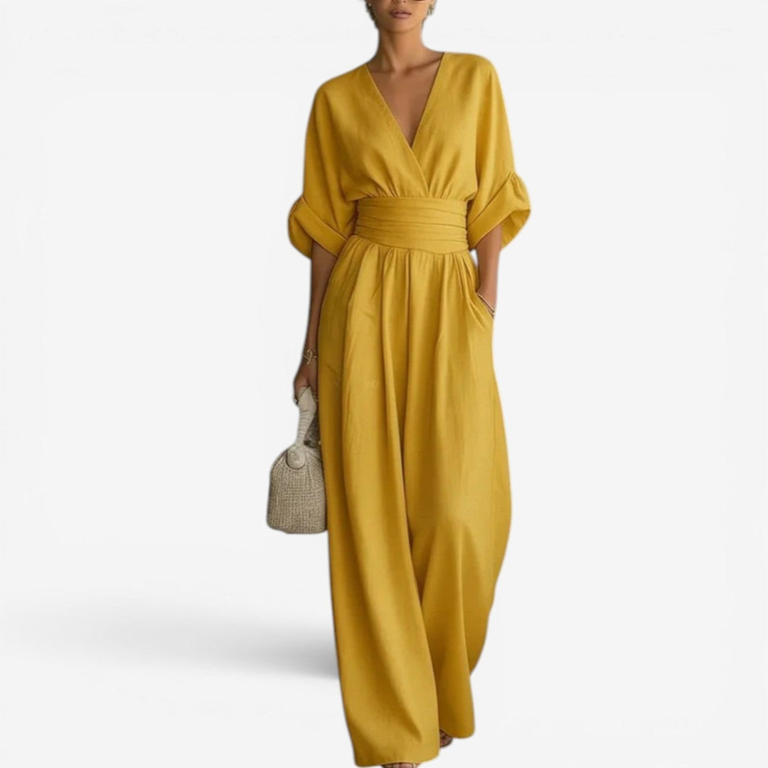 Cheska | Women's Cinched Waist Flowy Elegant Jumpsuit