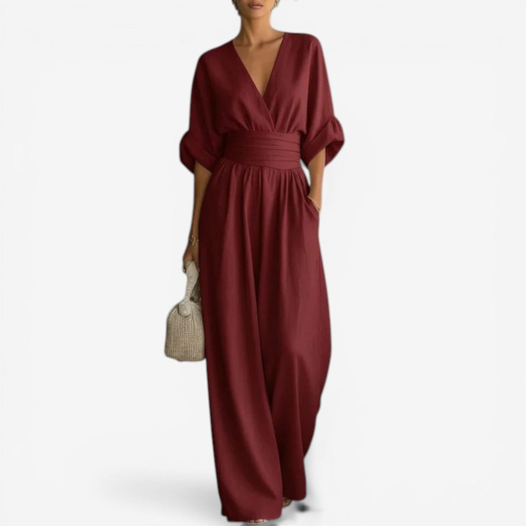 Cheska | Women's Cinched Waist Flowy Elegant Jumpsuit
