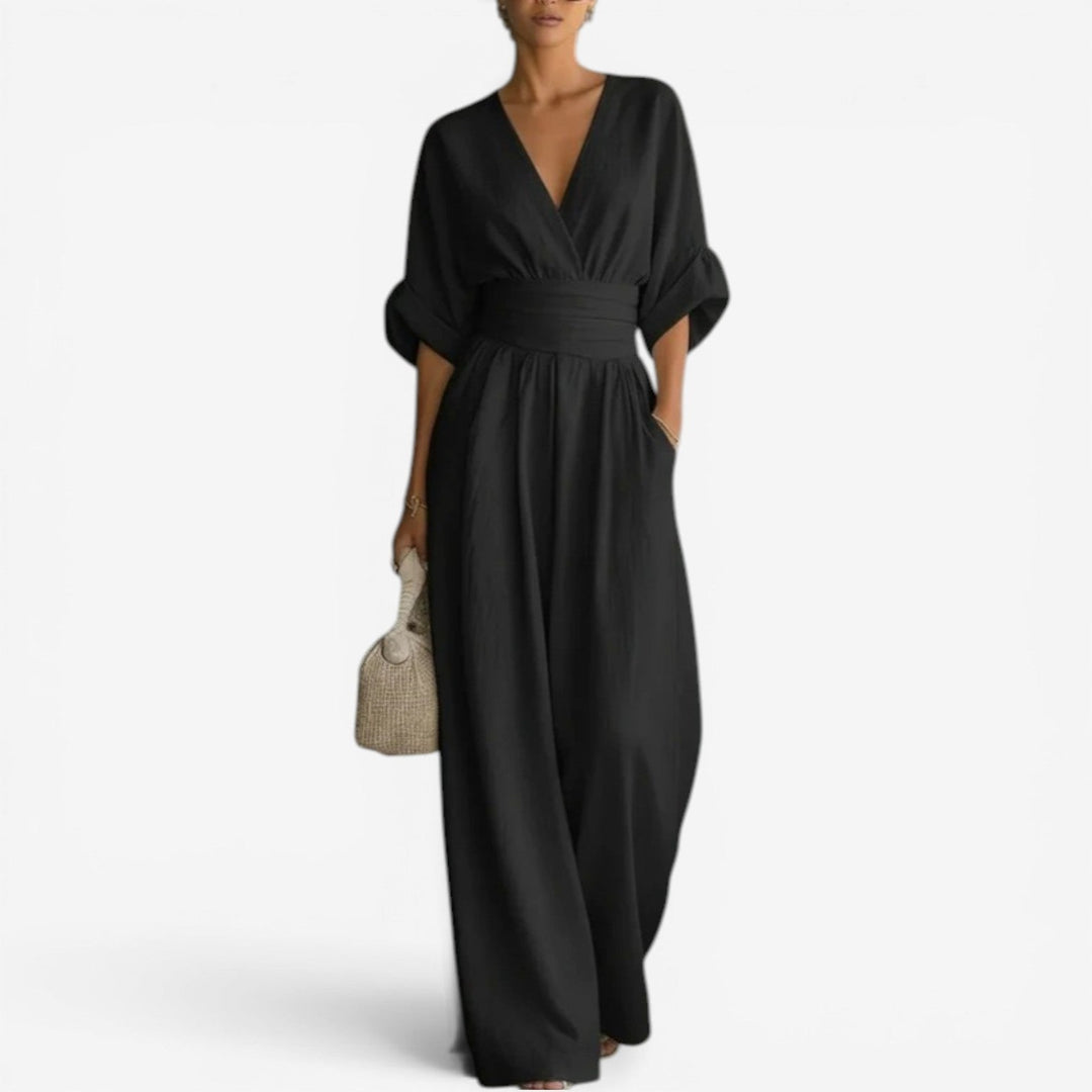Cheska | Women's Cinched Waist Flowy Elegant Jumpsuit