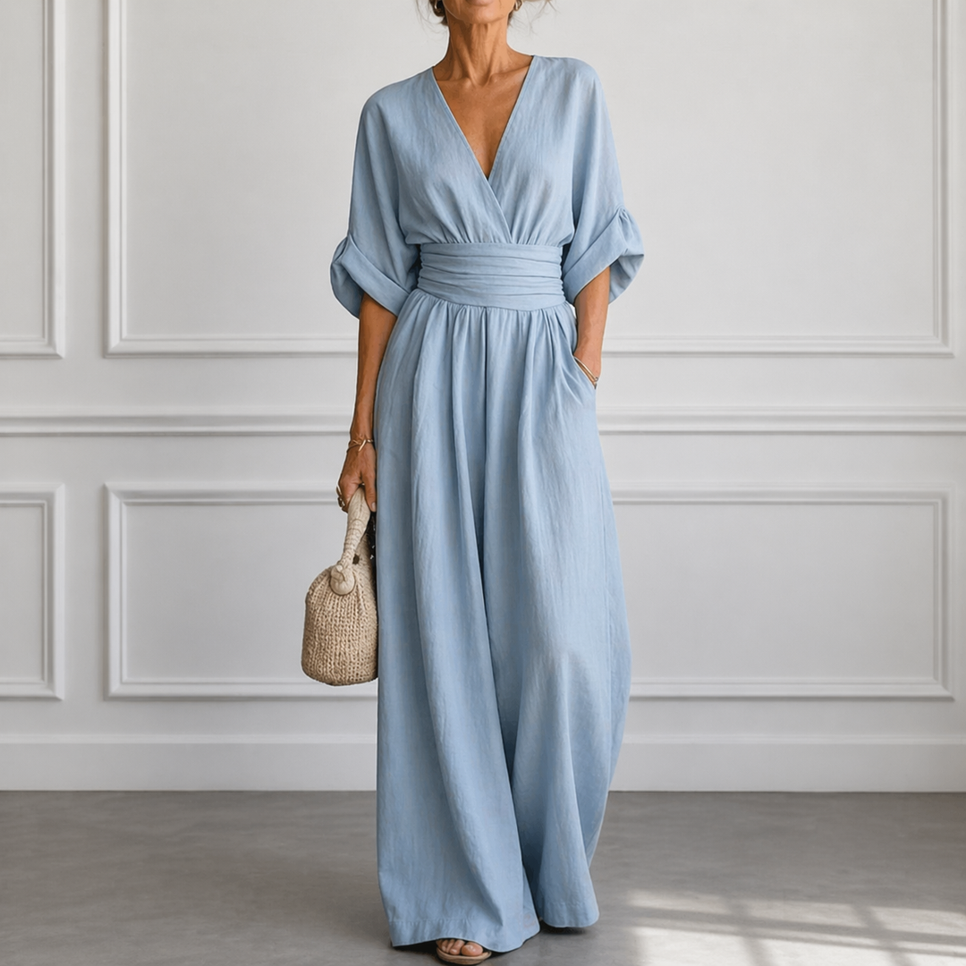 Cheska | Women's Cinched Waist Flowy Elegant Jumpsuit