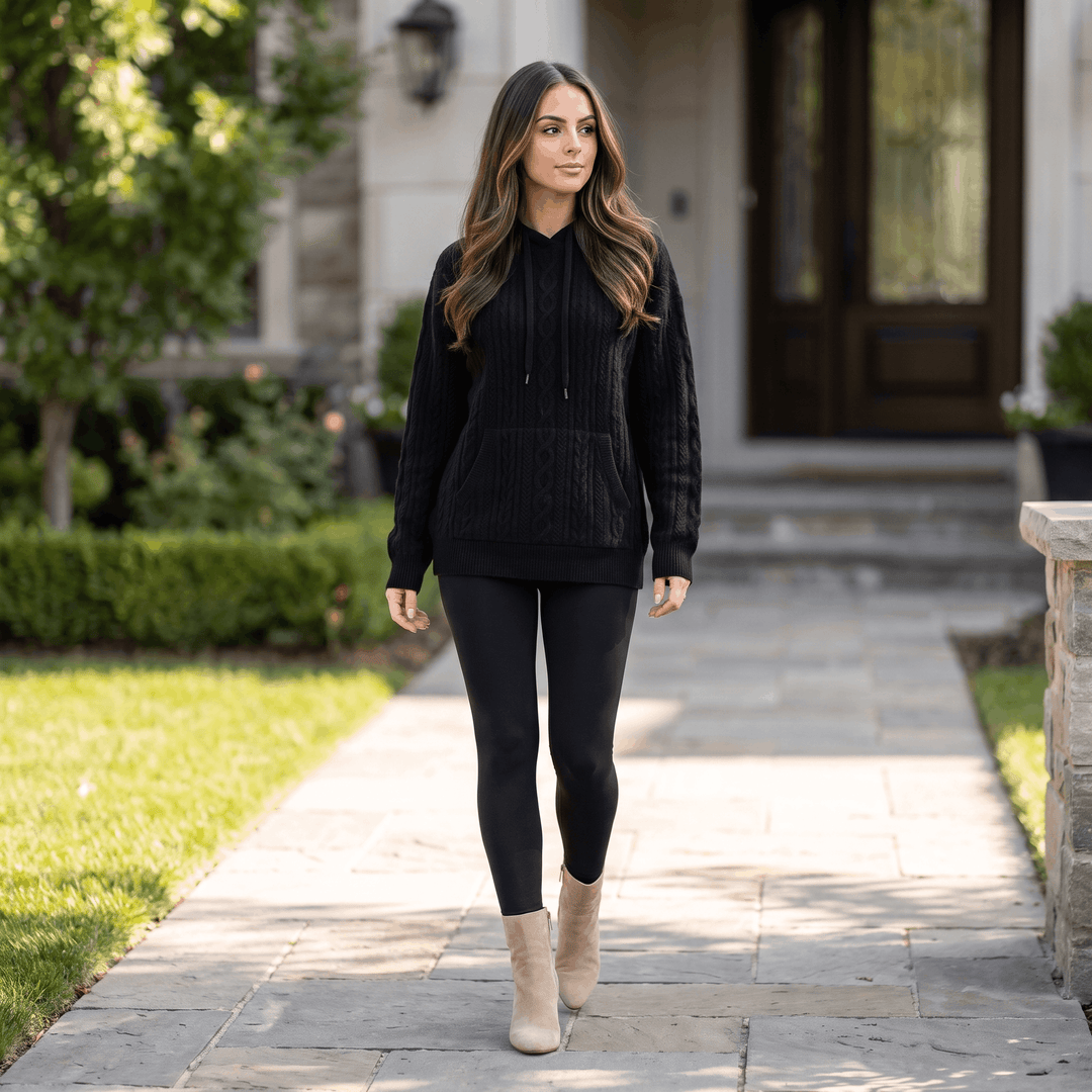 Chloe | Women's Cable Knit Pullover Hoodie