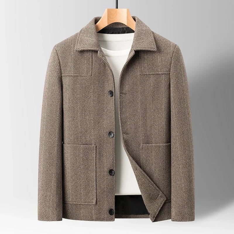 Chretien | Men's Herringbone Button Front Coat