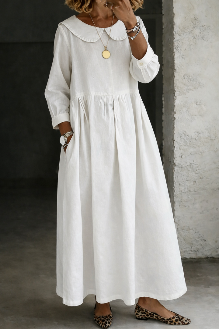 Clara | Women's Peter Pan Collar Relaxed Denim Dress