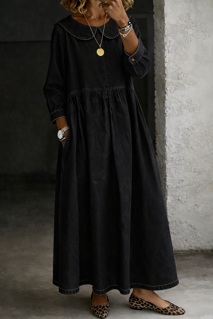 Clara | Women's Peter Pan Collar Relaxed Denim Dress