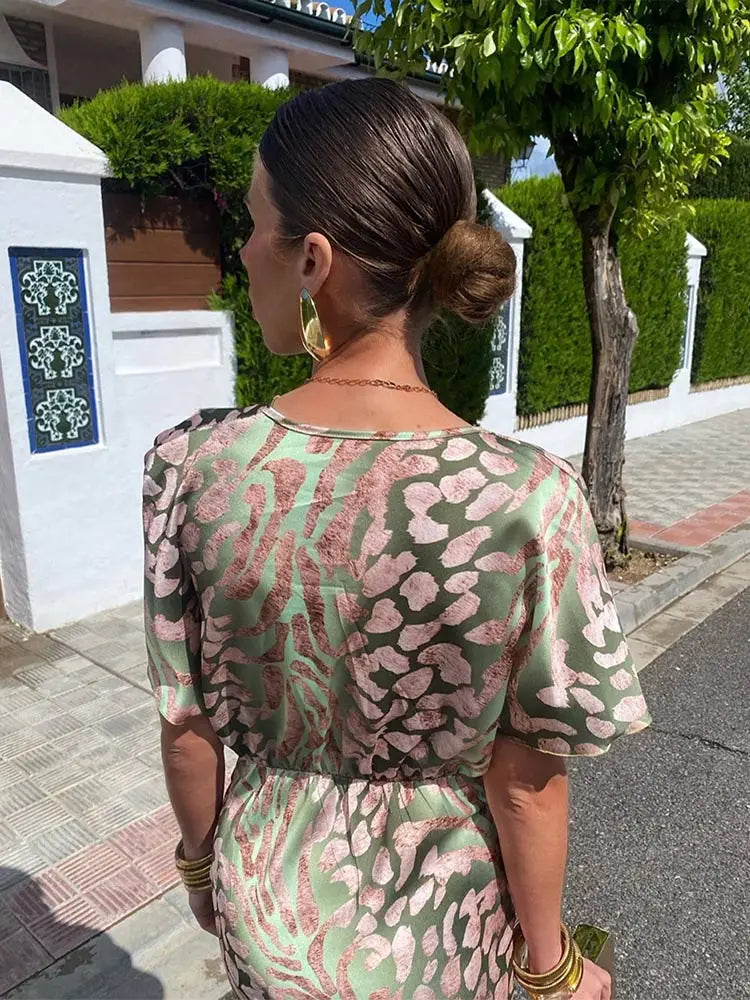 Clarandra | Women's Twist Knot Wrap Draped Midi Dress