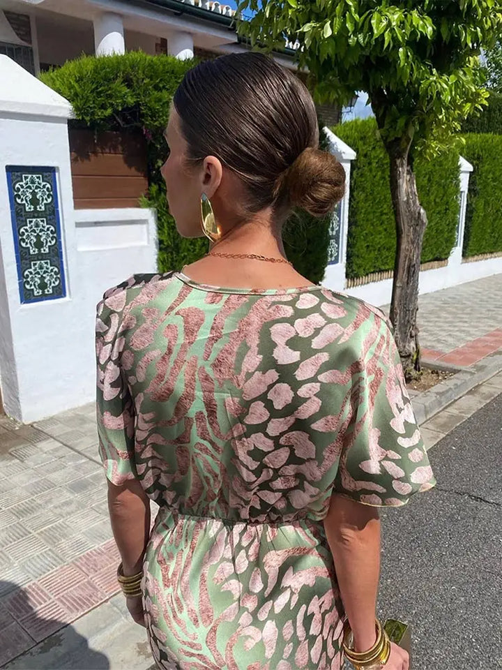 Clarandra | Women's Twist Knot Wrap Draped Midi Dress