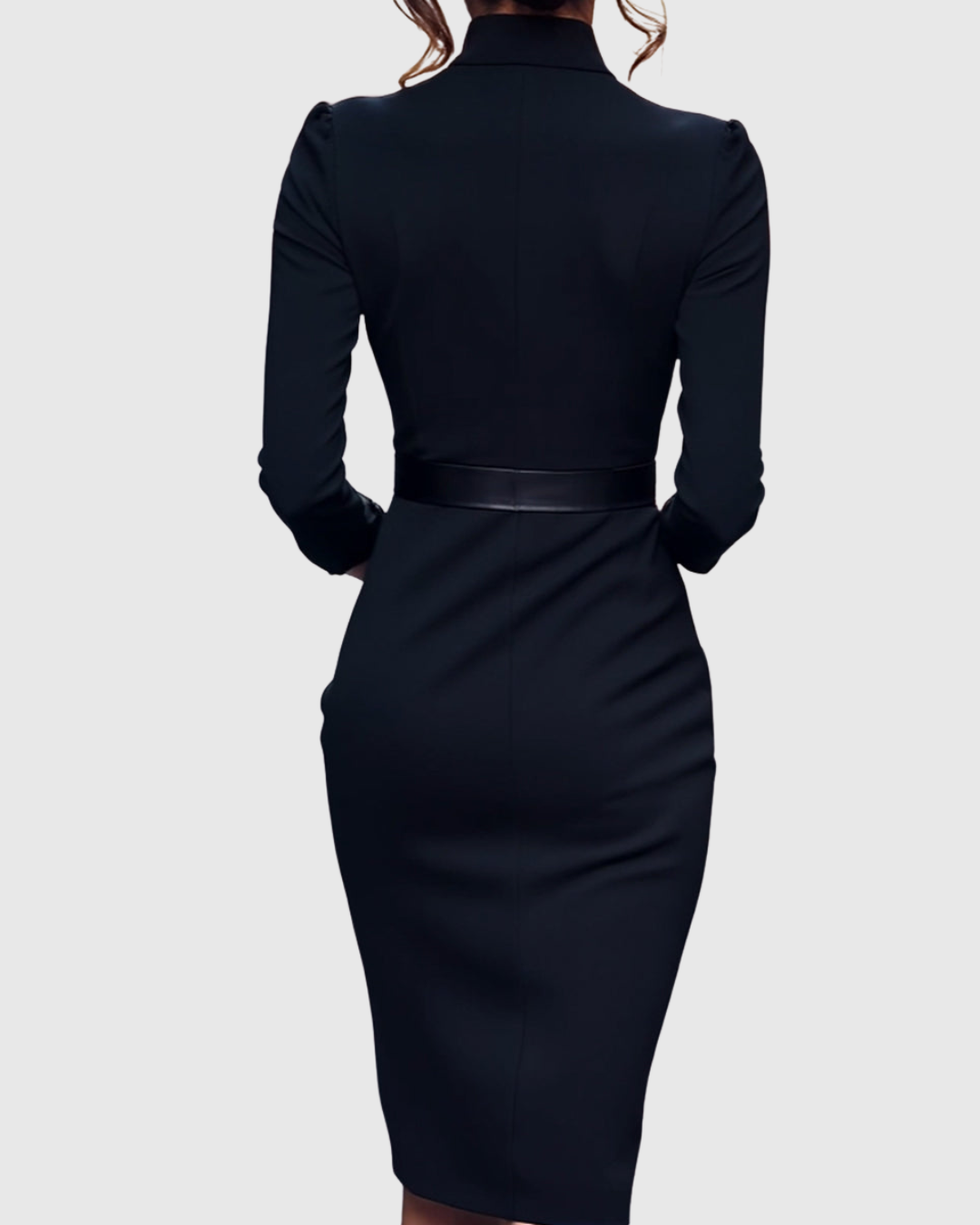 Claribel | Women's Mock Wrap Belted Pencil Midi Dress